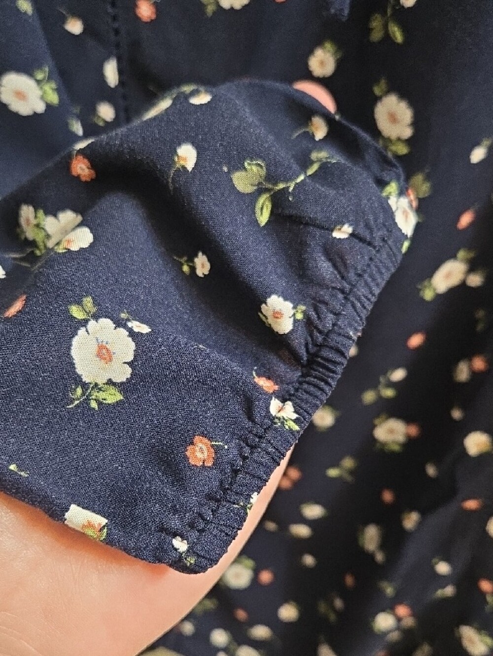 Fred David Navy Blue Floral Tie-Front Blouse - Picture 3 of 3
